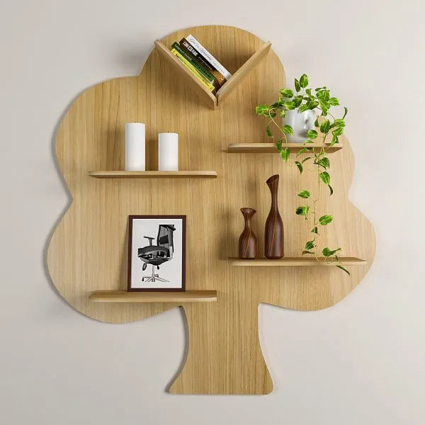 Tree Shaped Wooden Shelf Mdf Material 18 Inch Covered Area