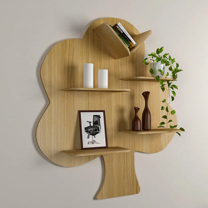 Tree Shaped Wooden Shelf Mdf Material 18 Inch Covered Area