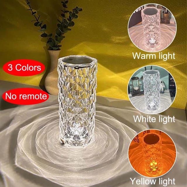 BUY 1 GET 1 FREE USB TOUCH CRYSTAL DIAMOND TABLE LAMP WITH COLOUR LIGHTING