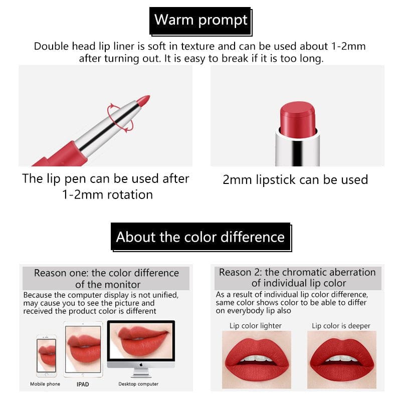 Miss Rose 2 in 1 Lip Liner and Lipstick pack of 4